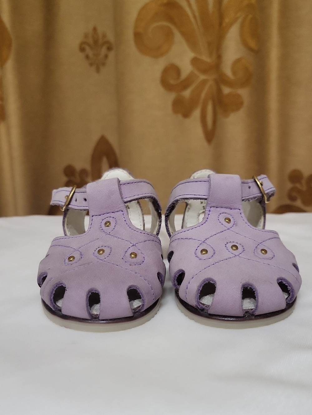 Vtg Buster Brown Lavender Suede Baby Shoes